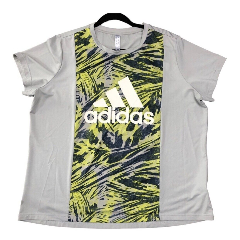 Adidas Womens Active,Yoga, Athletic Tee Shirt Tropical Plus Sz 1X Green & White - Picture 1 of 7